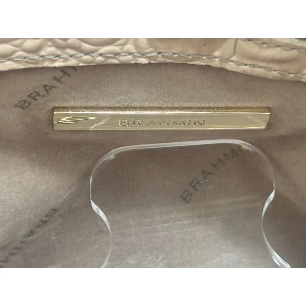 Brahmin Tan Melbourne Croc Embossed Leather Tote Purse‎ Bag  Detachable Strap